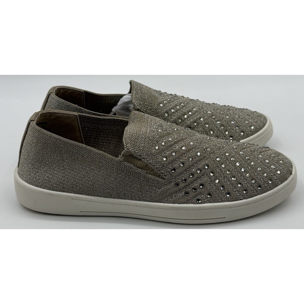 White Mountain Sparkly Bling Sneaker Slip On Shoe Sz 7 Metallic Taupe - Picture 4 of 9